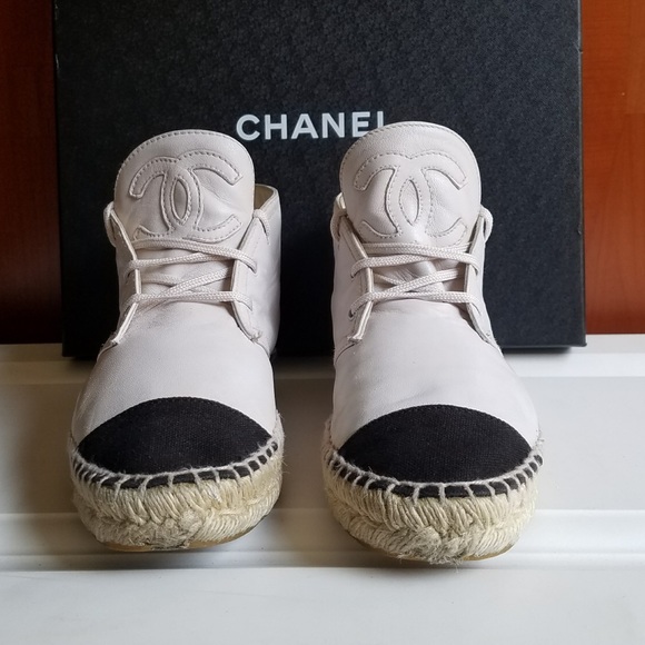 CHANEL Shoes - CHANEL Leather & canvas high top  espadrilles